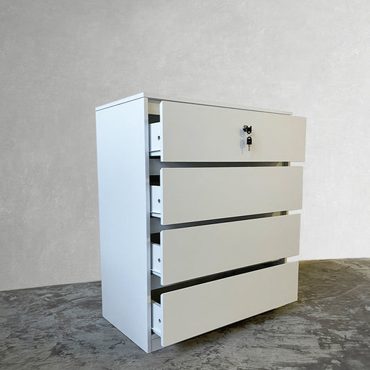 Nora 80cm White 4-Drawer Chest with Lock