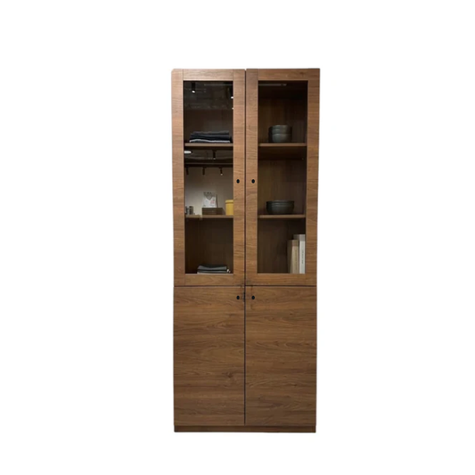 Stanford 80cm Walnut Bookcase with Glass Doors