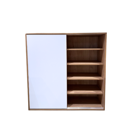Cardiff 100cm Maple/White Sliding-Door Shoe Cabinet