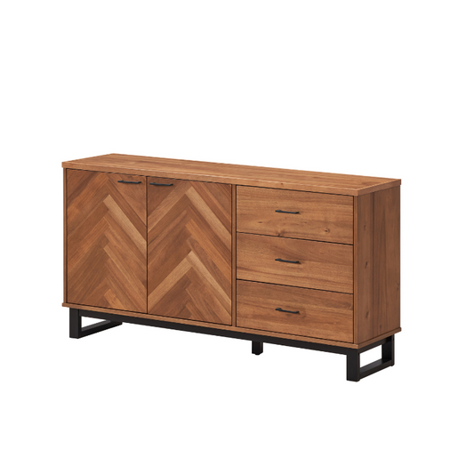 Harry Herringbone 1.65m Solid Wood Buffet Sideboard