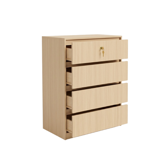 Nelly 80cm Maple 4-Drawer Chest with Lock
