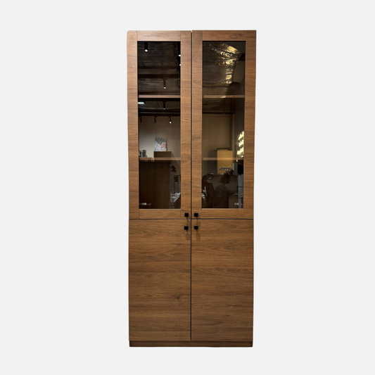Stanford 80cm Walnut Bookcase with Glass Doors