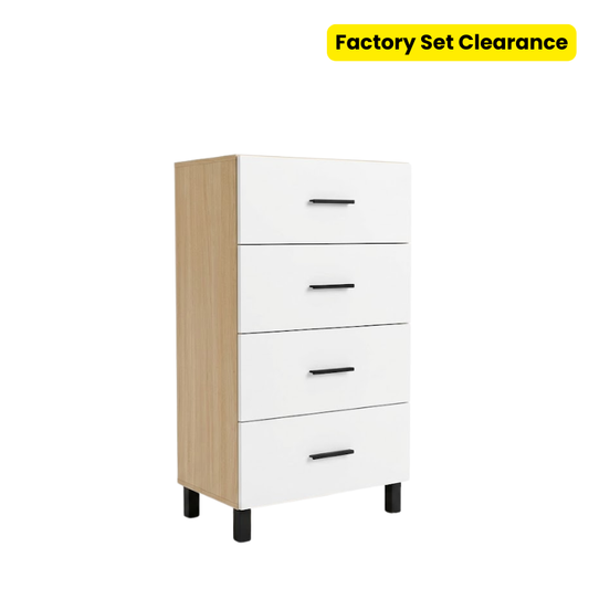 Factory Set Clearance - Nora 60cm Maple/White 4-Drawer Chest-of-Drawer