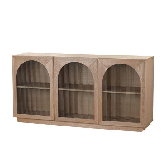 Roma 3-Door Fluted Acrylic Solid Wood 1.8m Sideboard