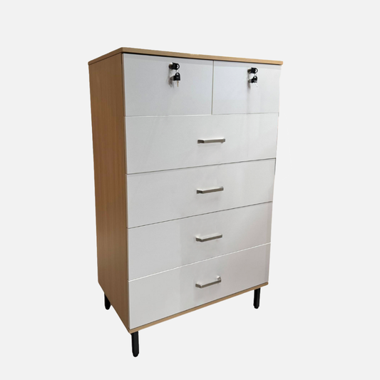 Union 80cm Maple/White 6-Drawer Chest