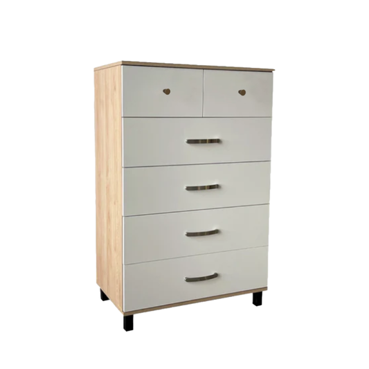 Union 80cm Maple/White 6-Drawer Chest w/o Locks