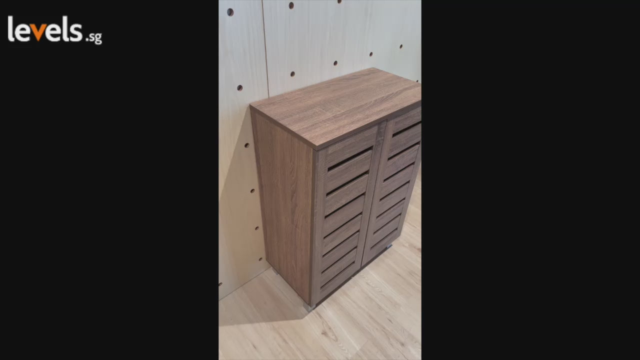 Vegas 60cm Walnut 2-Door Shoe Cabinet