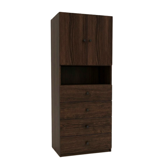 Cambridge 80cm Espresso 2-Door 4-Drawer Storage Bookcase