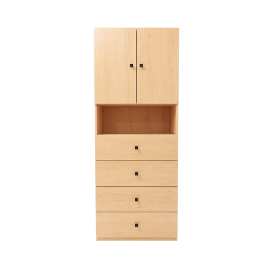 Cambridge 80cm Maple 2-Door 4-Drawer Storage Bookcase