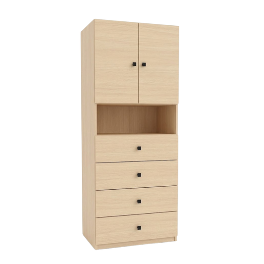 Cambridge 80cm Maple 2-Door 4-Drawer Storage Bookcase