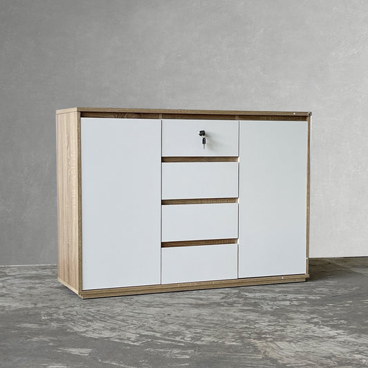 Cubic 1.2m Oak White Chest Sideboard