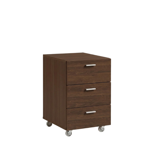 Cyber 40cm Walnut 3-Drawer Mobile Pedestal