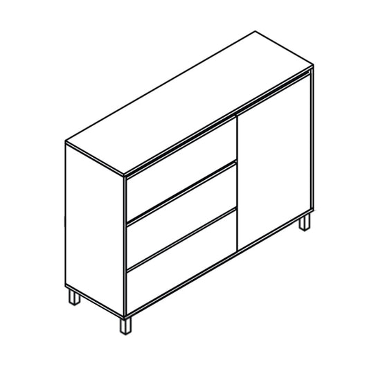 Eve 1.2m Feather White Chest Sideboard with Metal Legs