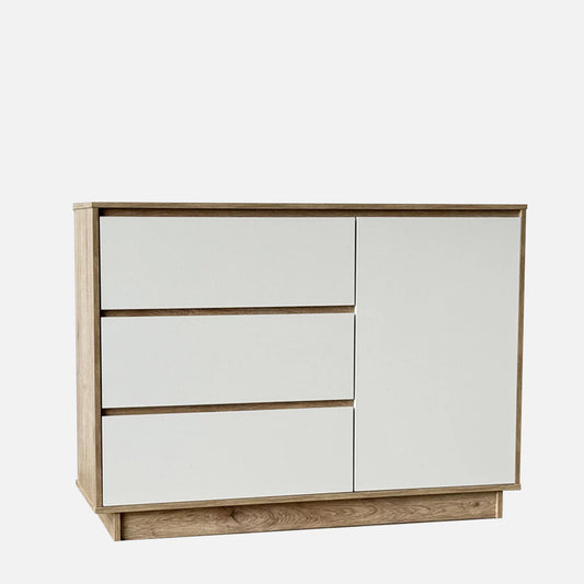 Eve 1.2m Natural Oak White Chest Sideboard