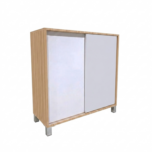Cardiff 100cm Maple/White Sliding-Door Shoe Cabinet