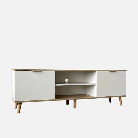 Hamburg 1.2m Natural Oak White TV Console Cabinet