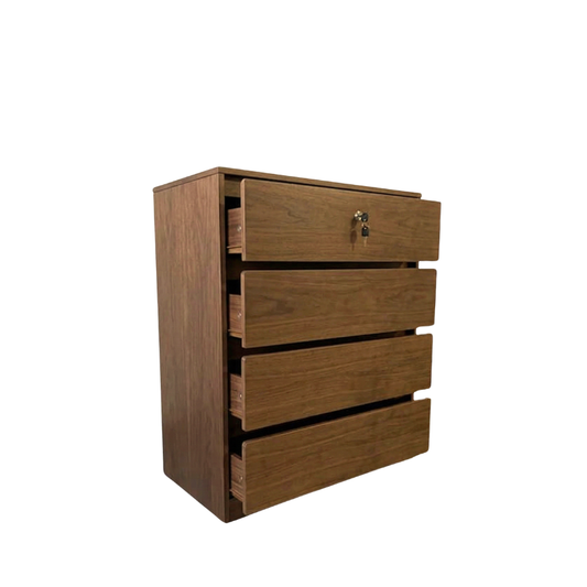 Nelly 80cm Walnut 4-Drawer Chest with Lock