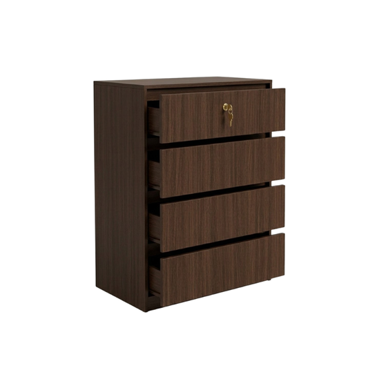 Nelly 80cm Espresso 4-Drawer Chest with Lock