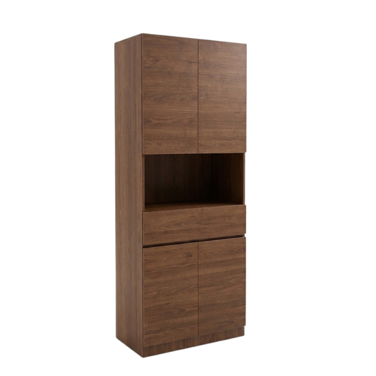 Nikko 75cm Walnut 4-Door 1-Drawer Storage Cabinet