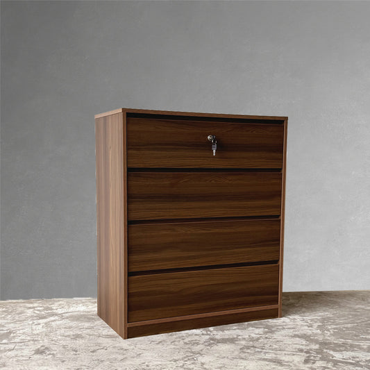 Nora 80cm Walnut 4-Drawer Chest with Lock