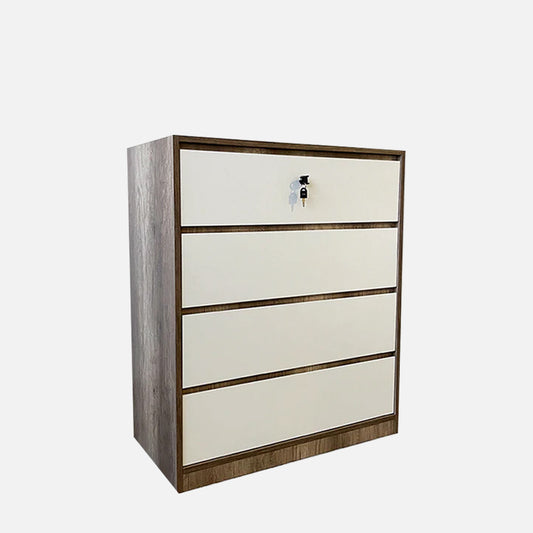 Nora 80cm Oak White 4-Drawer Chest with Lock