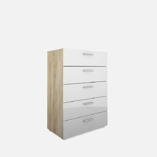 Pepe 70cm Oak White 5-Drawer Chest