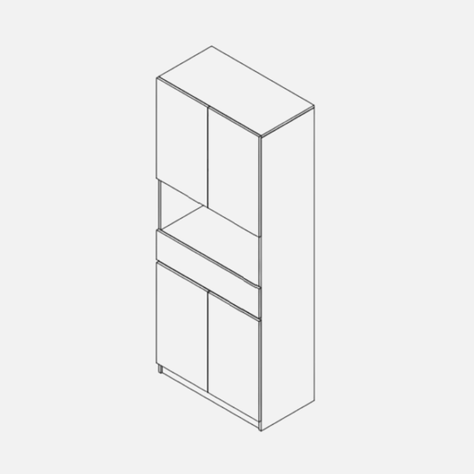 Nikko 80cm 4 Door 1 Drawer White Storage Bookcase
