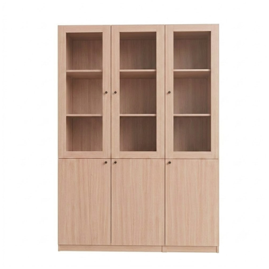 Stanford 120cm Maple Bookcase with Glass Doors