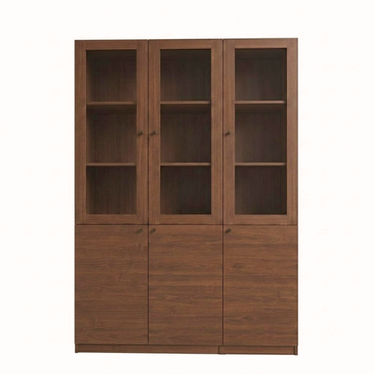 Stanford 120cm Walnut Bookcase with Glass Doors