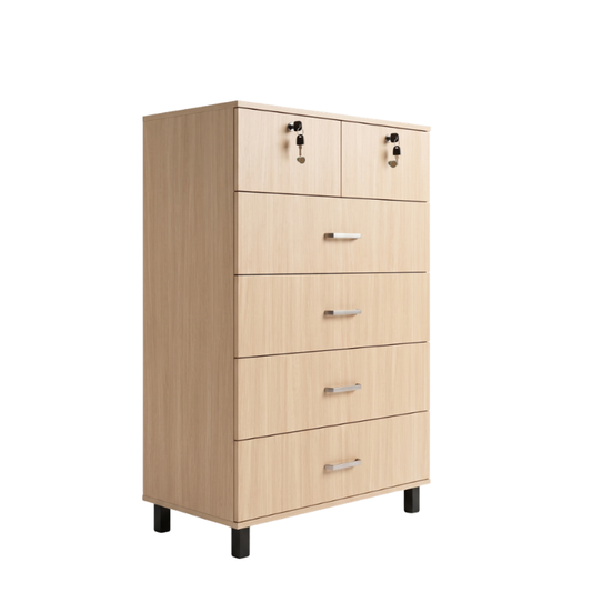 Union 80cm Maple 6-Drawer Chest with 2 Locks