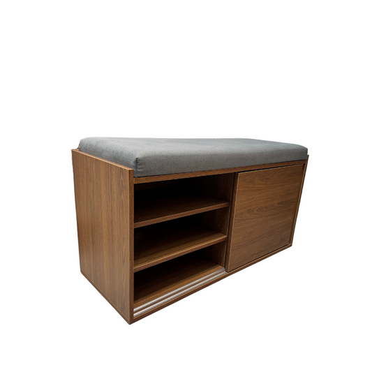 Vernetta 100cm Walnut Sliding Shoe Bench with Cushion