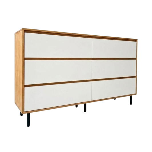 Verona 1.6m Pine/White 6-Drawer Chest Dresser Sideboard