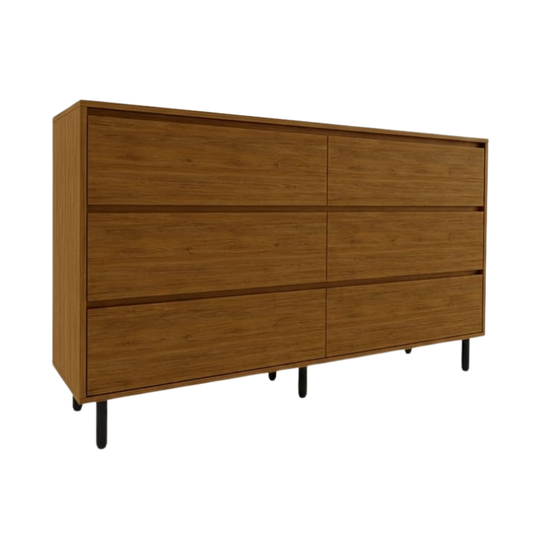 Verona 1.6m Walnut 6-Drawer Chest Dresser Sideboard