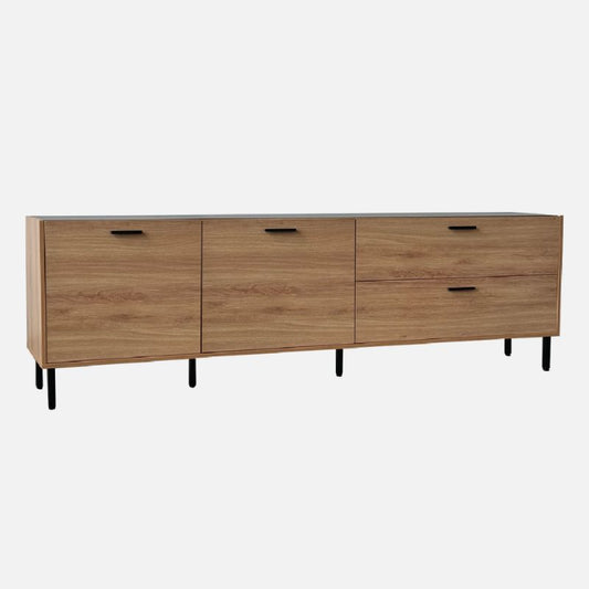 Vita 1.8m Pine Oak Black TV Console Cabinet