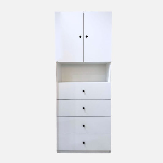 Cambridge 80cm 2 Door 4 Drawer White Bookcase