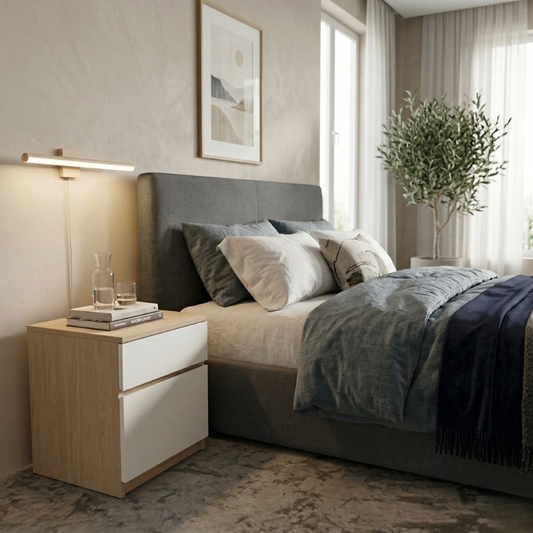 Cubo 45cm Ash/White Bedside Table