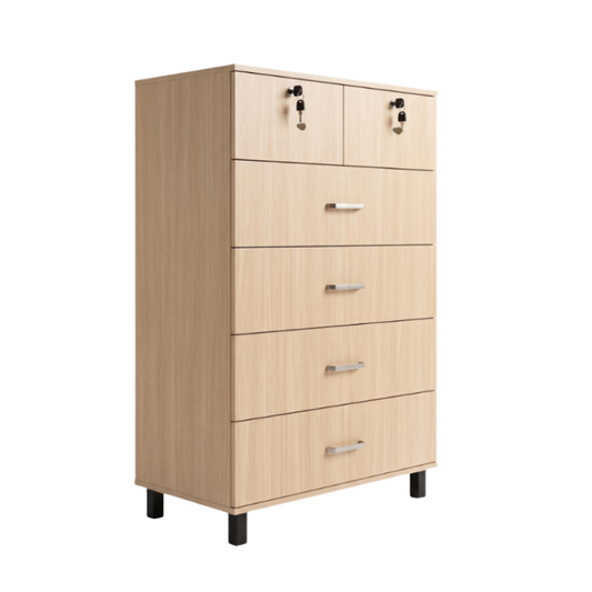 Union 80cm Maple 6-Drawer Chest with 2 Locks