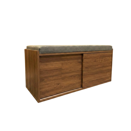 Vernetta 100cm Walnut Sliding Shoe Bench with Cushion