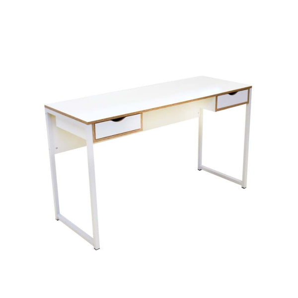 Alex 1.3m White 2-Drawer Study Table