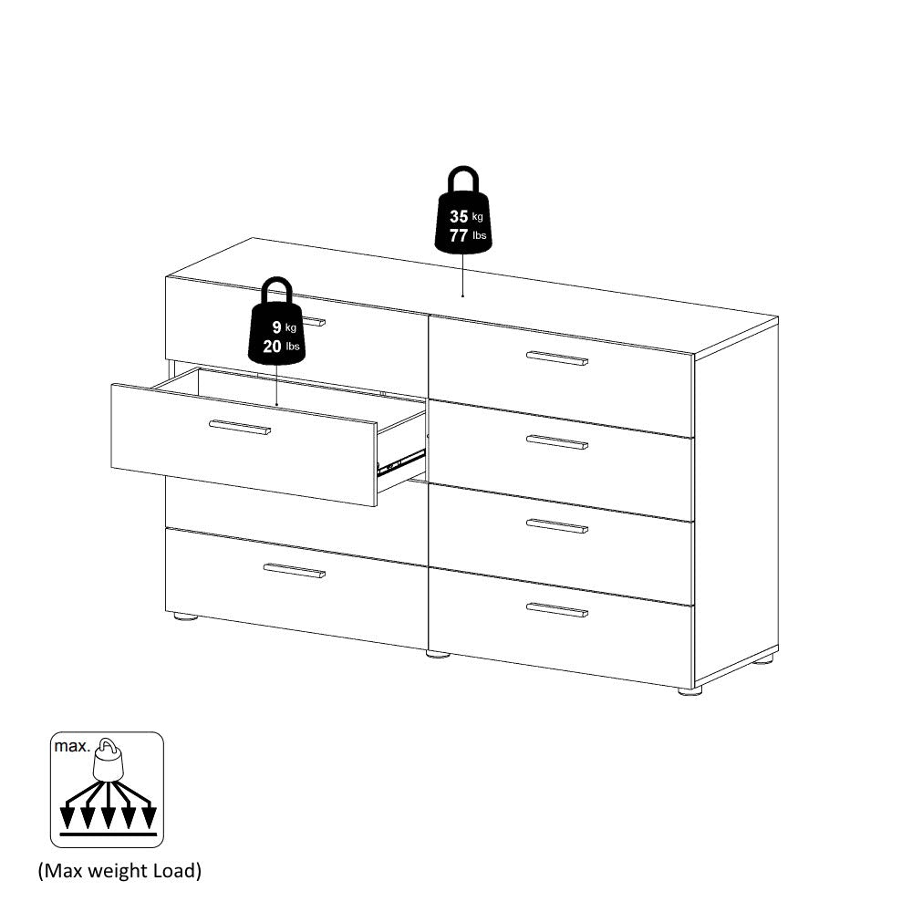 Pepe 1.4m 8-Drawer Chest Sideboard