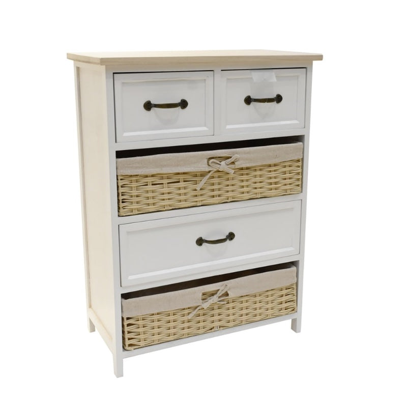 Cardiff Country Rattan 5-Drawer Chest
