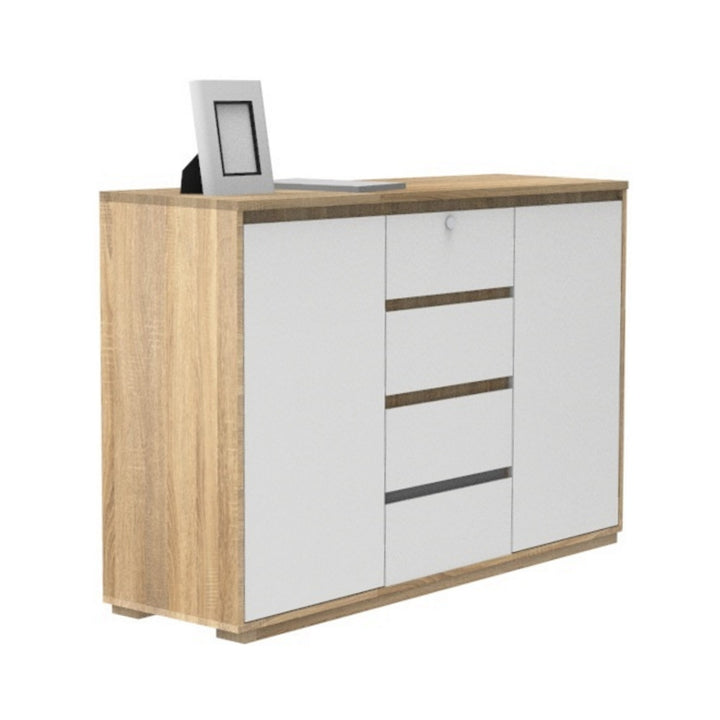 Cubic 1.2m Oak White Chest Sideboard