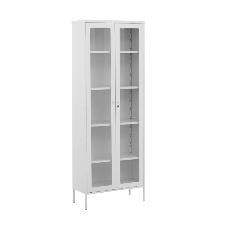 Flyn 2-Door Glass Bookcase Metal Cabinet